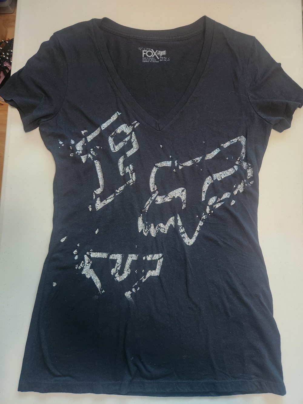 Fox Black Graphic Logo Tee with White Print